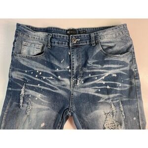 Waimea Jeans Mens Size 36x40 Blue‎ Skinny Fit Washed Denim Distressed Spotted